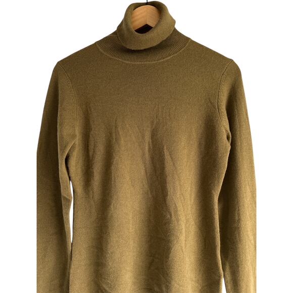Garnet Hill Women’s Size Small 100% Cashmere Turtleneck Sweater Muted Green - Picture 5 of 7